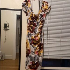 Rouched floral tea time dress